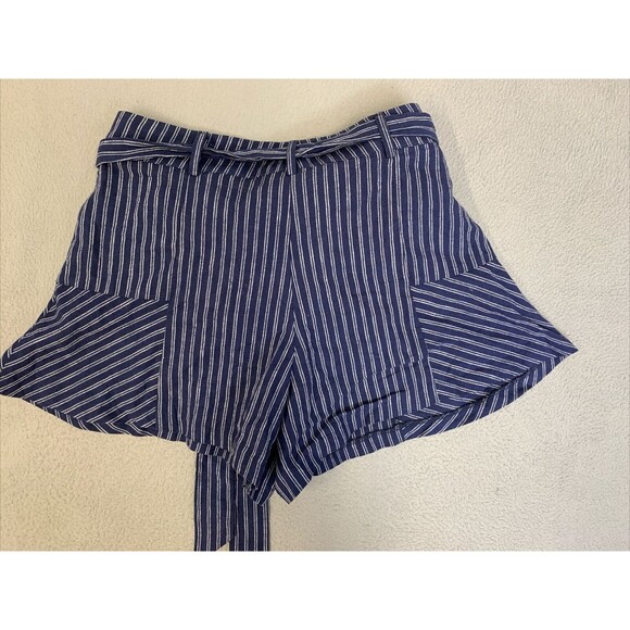 Parker Shorts Women’s Size 4 Nordstrom Rack NWT Blue W/White Pinstripes Tie Belt - Picture 9 of 16